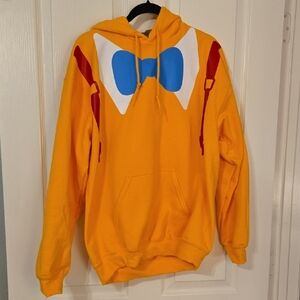 Gildan Yellow Hoodie with Blue and Red Design Alice In Wonderland